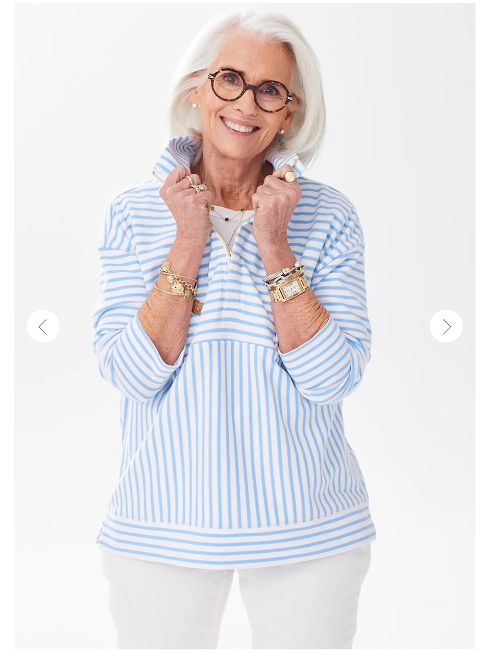 Alice Walk The Zip-Up Sweatshirt In Blue And White Striped